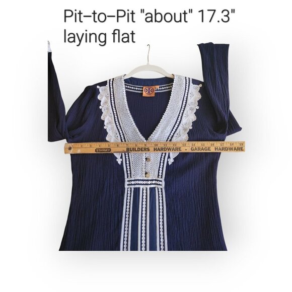 Tory Burch Navy White Tunic with Gold Accents Size 4 - Picture 7 of 12